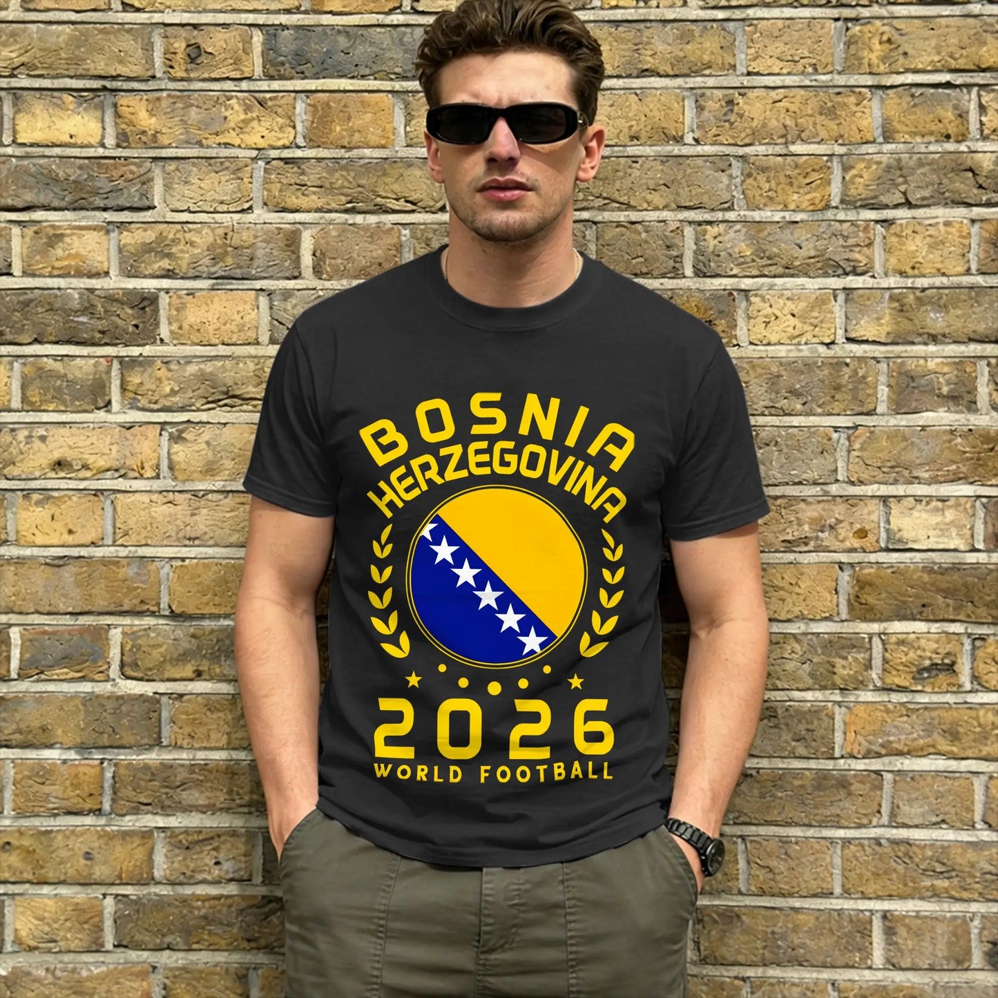 Bosnia & Herzegovina Flag Men's Vintage Cotton T-Shirt