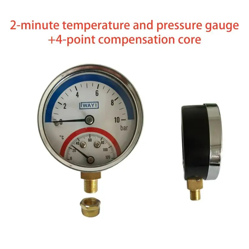 2-in-1 Temperature & Pressure Gauge | 10 Bar 0–120°C Metal