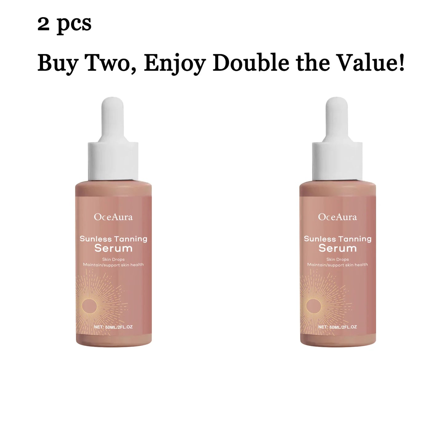 OceAura Sunless Self-Tanning Serum 60ml | Bronzer & Moisturizer