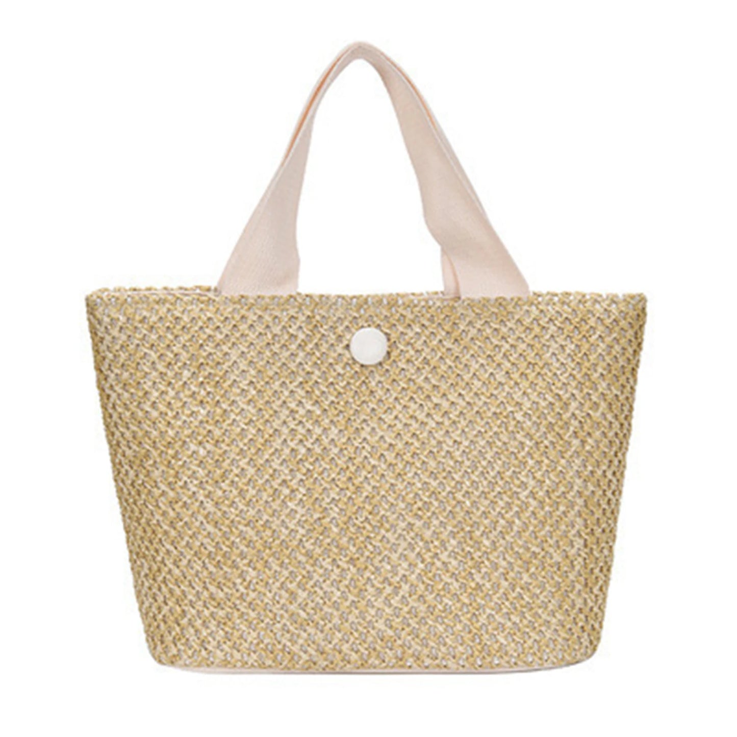 Women Straw Woven Tote Bags Hand-woven Soft Large Straw Shoulder Bag for Vacation Party Bags Peaceful Pleasures Health and Wellness Creamy white