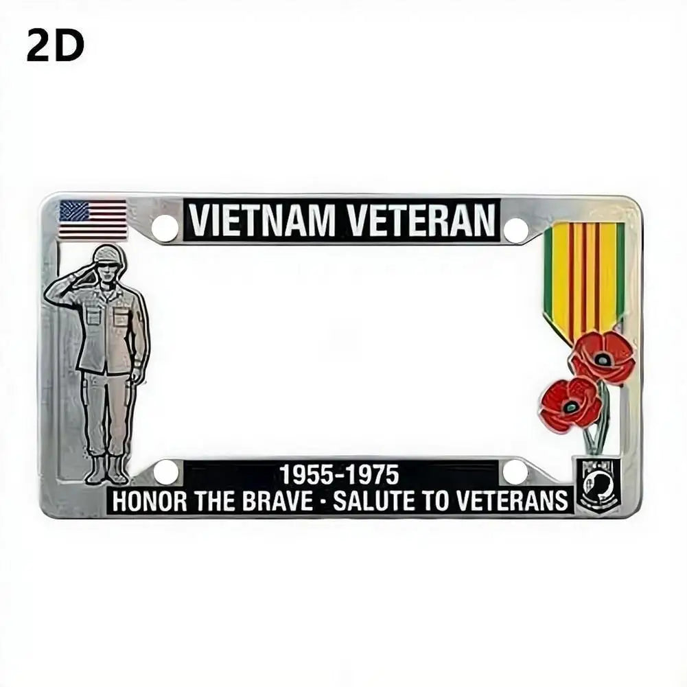 250th Anniversary Commemorative License Plate Frame High-quality Vietnam Veteran Salute Mental License Plate Decorative Frame Peaceful Pleasures Health and Wellness A