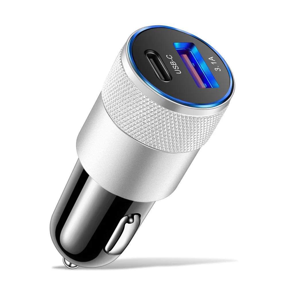 3.1A Dual USB Car Charger QC3.0 & PD Fast Charge Adapter