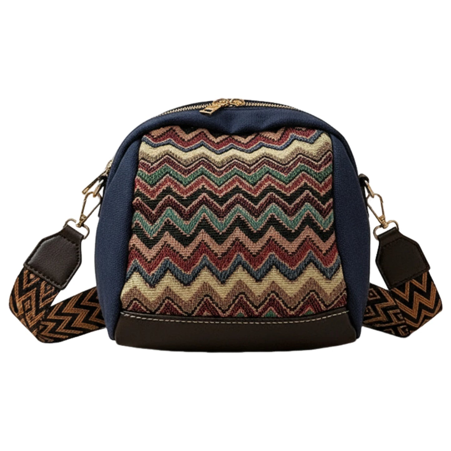 Ethnic Style Canvas Shoulder Bag For Women Large Capacity Mobile Phone Bag With Adjustable Strap Peaceful Pleasures Health and Wellness Blue