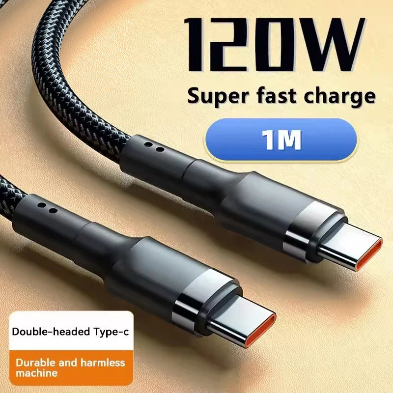 120W Fast Charge Cable PD Quick Charging High Quality USB C TO USB Type C Cable For iPhone Xiaomi 17 Plus Pro Max Samsung S24 Peaceful Pleasures Health and Wellness 120W silver 1m