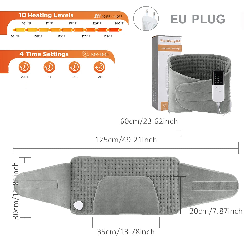 Home Electric Heating Pad Back Shoulder Office Winter Warming Blanket 10 Heat Thermal Mat Abdomen Period Menstrual Belt Peaceful Pleasures Health and Wellness 10 Heat EU PLUG