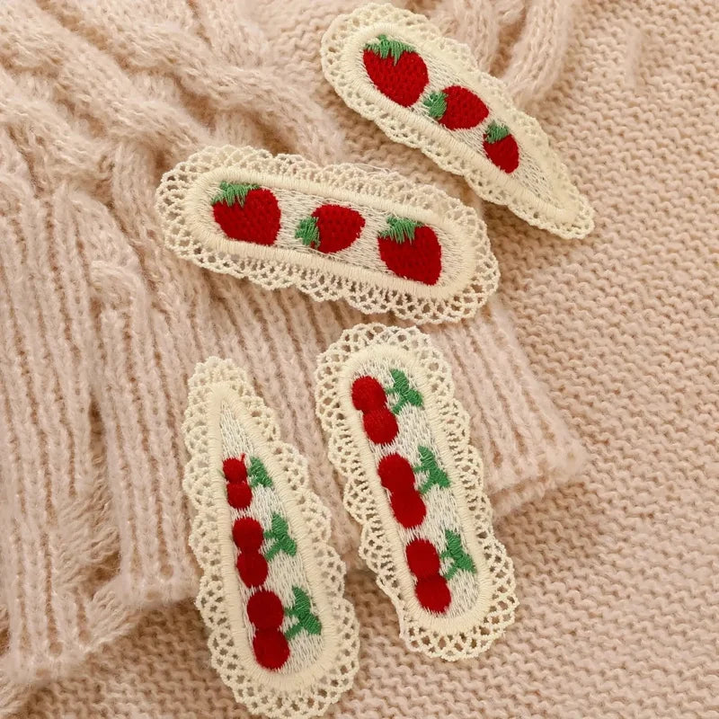 4pcs Strawberry & Cherry Hair Clips – Cute College Style Peaceful Pleasures Health and Wellness
