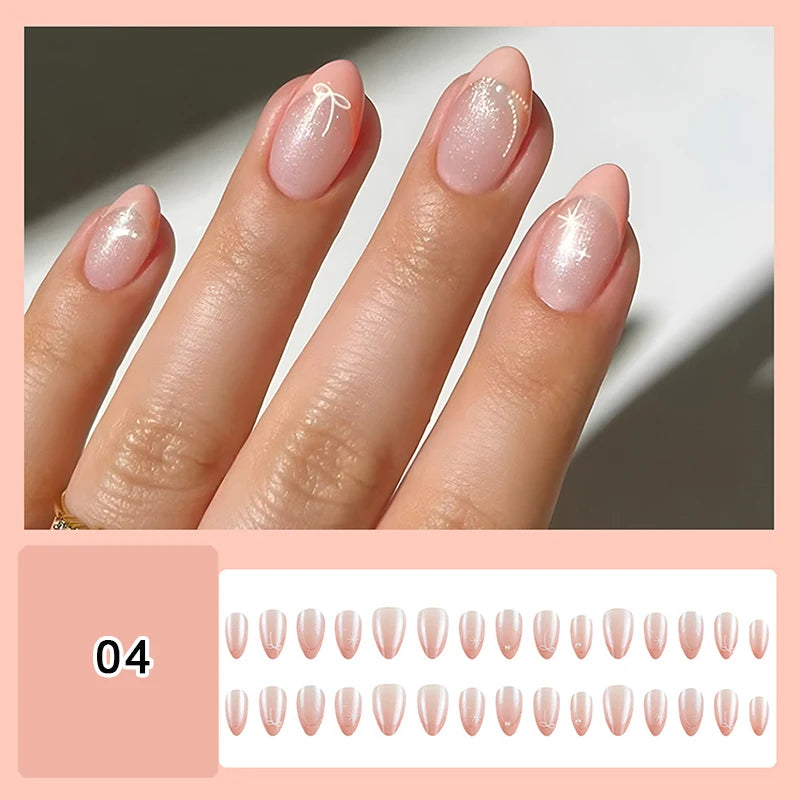 Gradient French Press-On Nails 24/30 Pcs with Jelly Glue