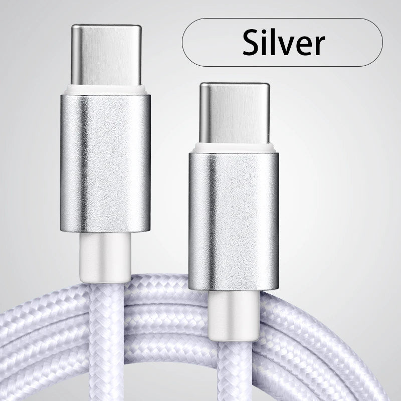 60W 5A USB C to Type C fast charging data cable USB Type C to Type-C nylon braided fast charging charger adapter cable 1m 3m Peaceful Pleasures Health and Wellness Type-C to Type-c 1 3m