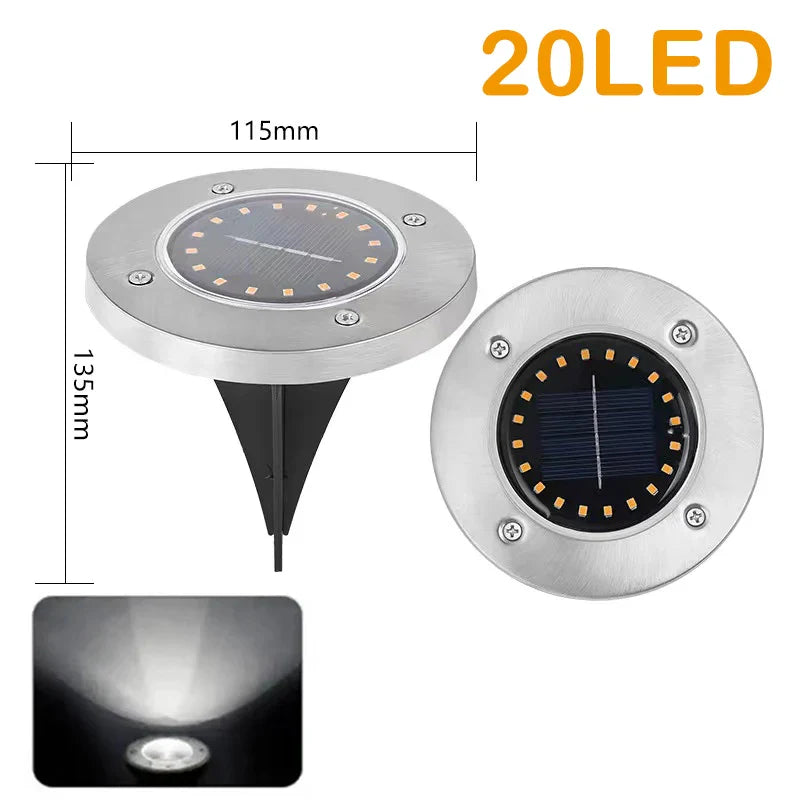 Solar Disk Ground Light 8 LED Outdoor Garden Buried Path Lamp