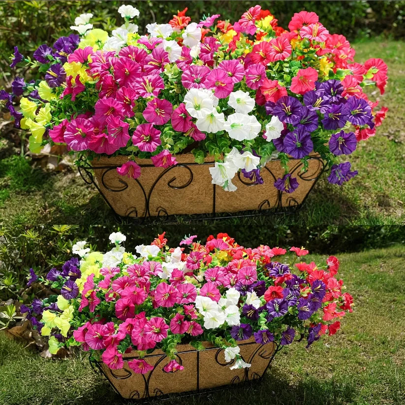 Outdoor Artificial Silk Morning Glory Flowers – 6 Bundle Set
