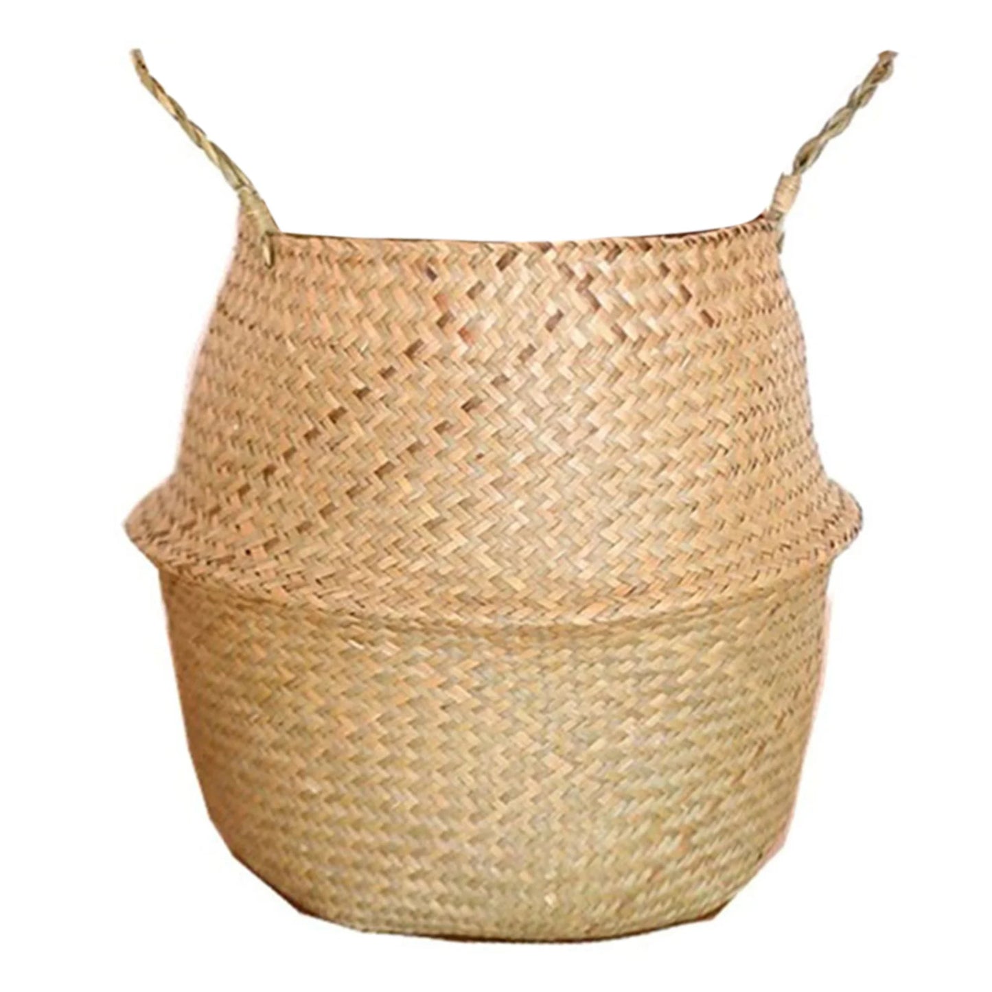 Seagrass Wickerwork Basket Portable Dirty Laundry Hamper Storage Basket Garden Plant Basket Home Decor Peaceful Pleasures Health and Wellness 2XL