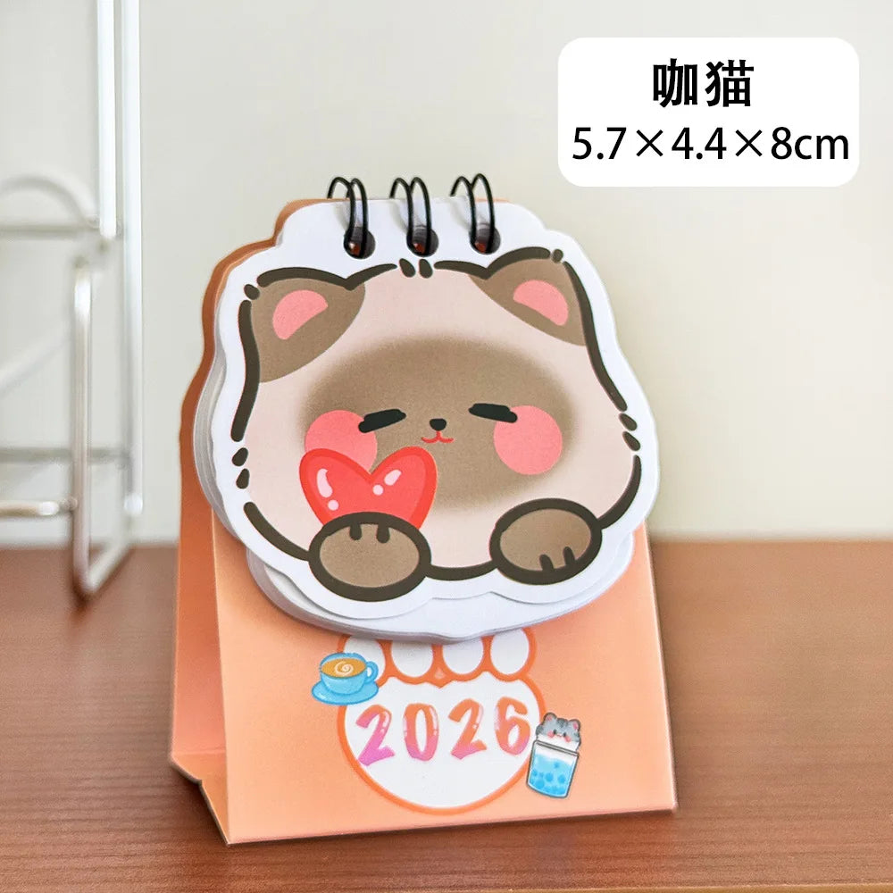 Cute 2026 Mini Desk Calendar Cartoon Cat Daily Organization Desktop Calendar Coil Planner To Do List Coil Calendar School مكاتب Peaceful Pleasures Health and Wellness coffee cat