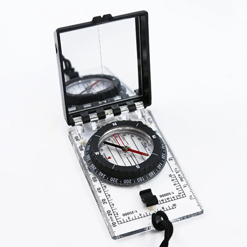 Outdoor Camping with Hanging Rope Scale Mirror, Multifunctional Folding Compass, Magnetic Declination Adjustment Function Peaceful Pleasures Health and Wellness
