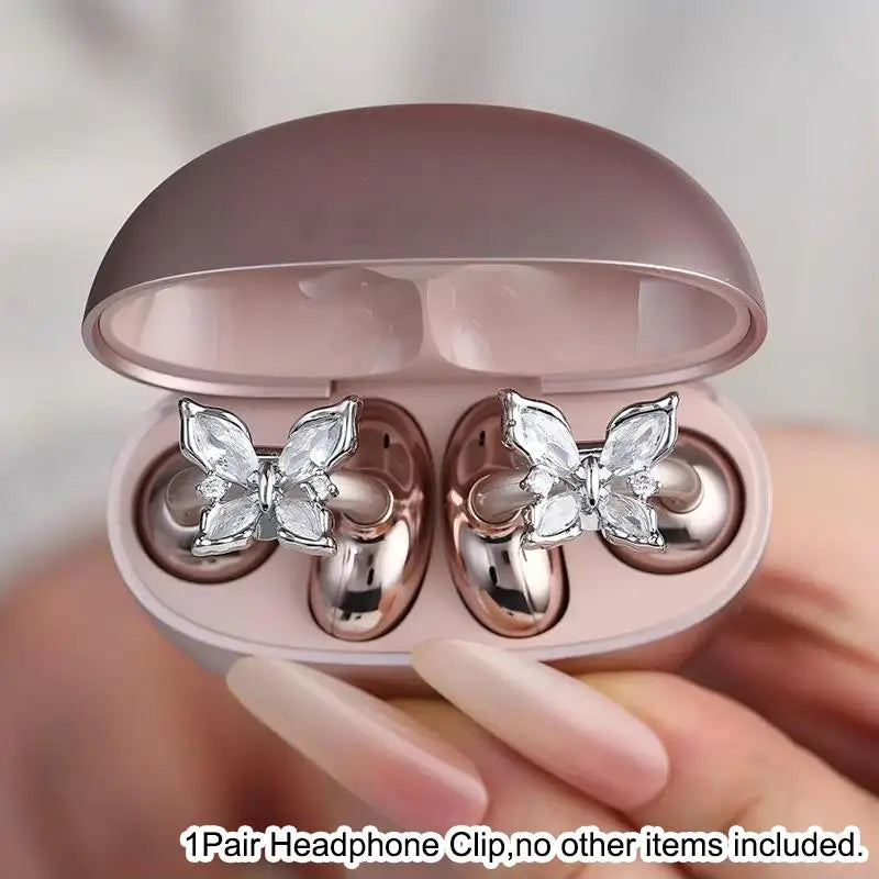 Butterfly Rhinestone Earbud Charms | Open Ear Earphone Clips
