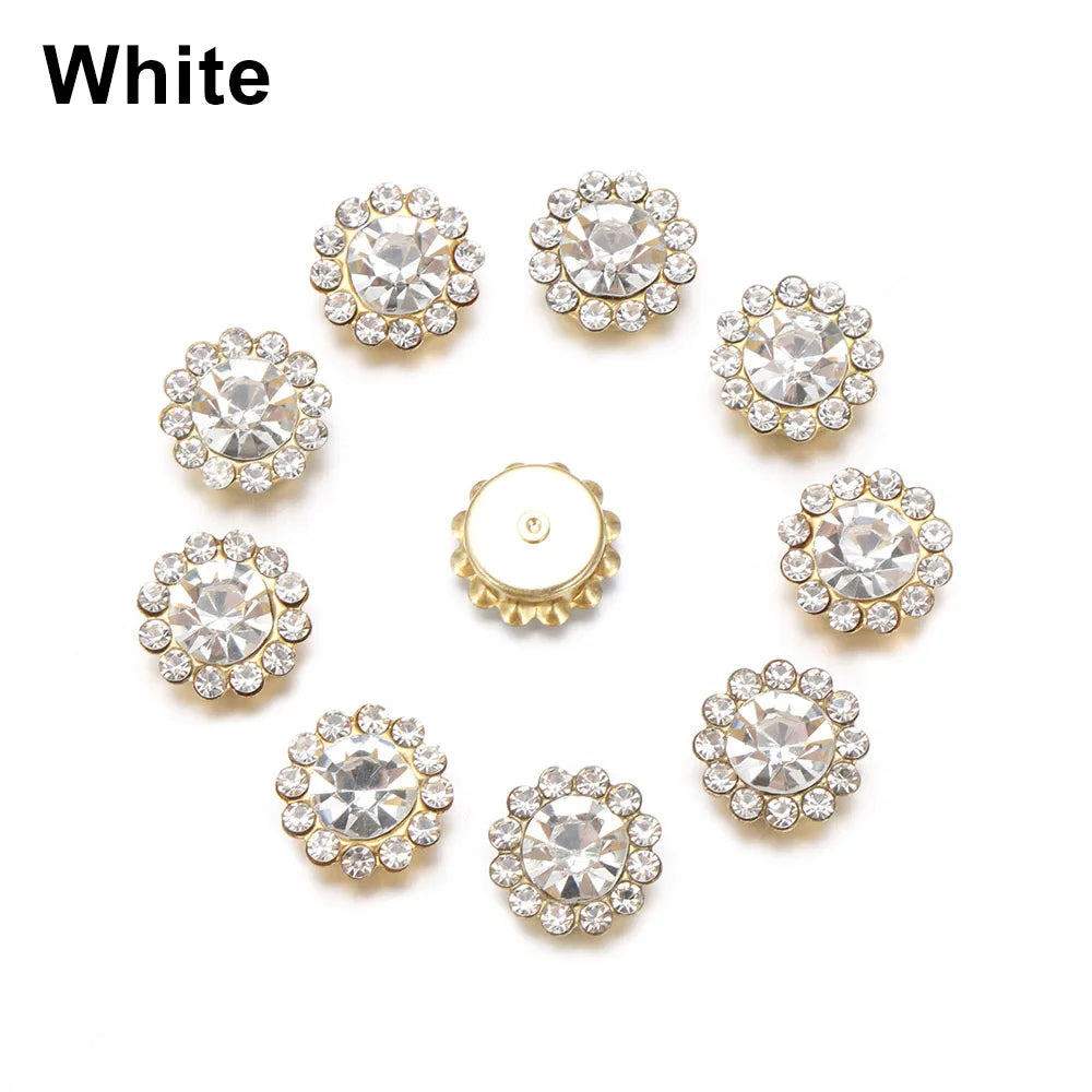 10PCS Pearl Flower Rhinestone Buttons | Crystal Sewing Embellishments