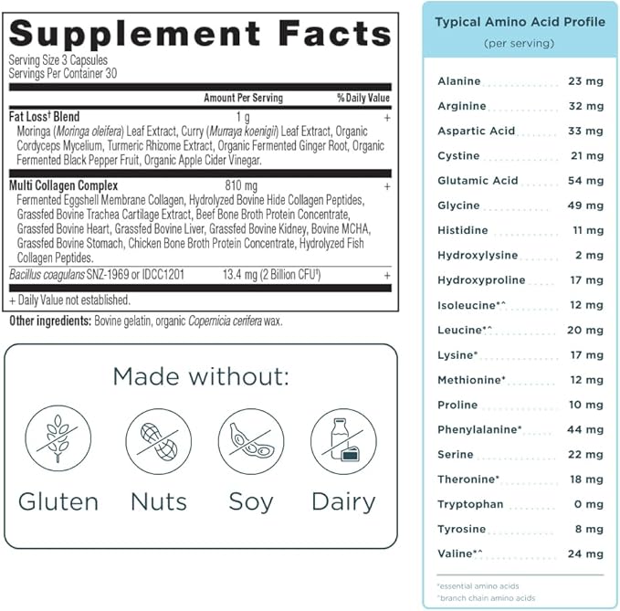 Ancient Nutrition Advanced Collagen Protein Lean with Probiotics, Hydrolyzed Collagen Peptides Supports Healthy Weight Loss* and Fat Loss*, 90 Count