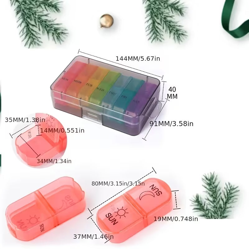 Portable 7-Day Pill Organizer with Built-In Medicine Cutter Peaceful Pleasures