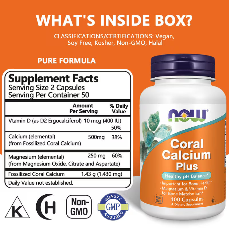 NOW Foods Coral Calcium + Weekly Pill Organizer Set Peaceful Pleasures