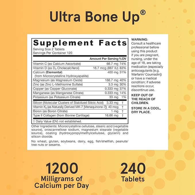 Jarrow Formulas® Ultra BoneUp®, Includes MK-7 and Silicon for Added Bone Support, 240 Bone Health Tablets