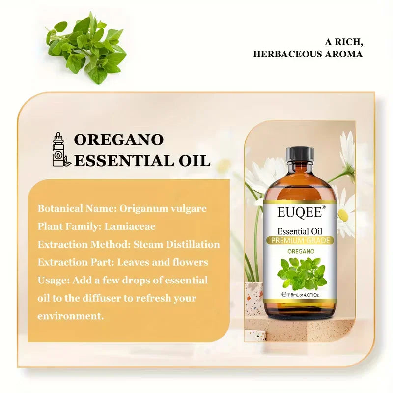 EUQEE Oregano Essential Oil 118ml/4fl.oz for Diffuser & Candle Making Peaceful Pleasures