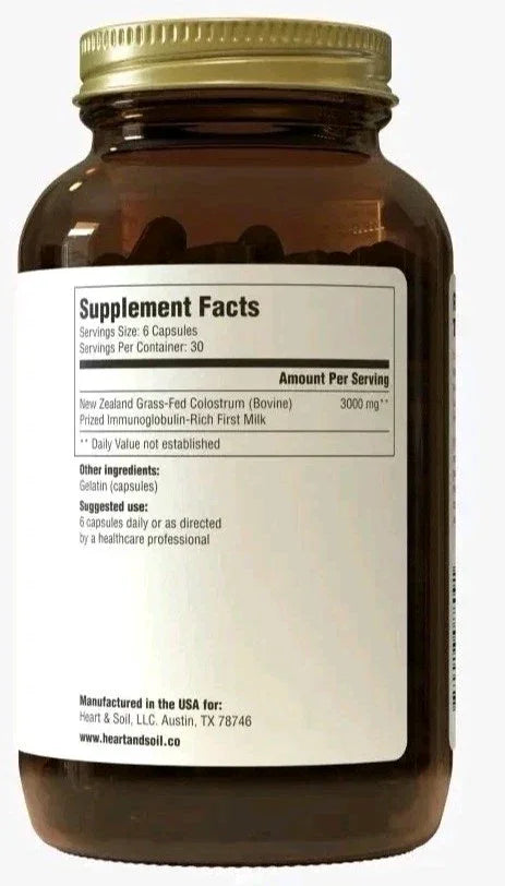 Heart & Soil Grass-Fed Colostrum Unflavored 180 Capsules 2Pack! 360 Capsules Total Peaceful Pleasures Health and Wellness