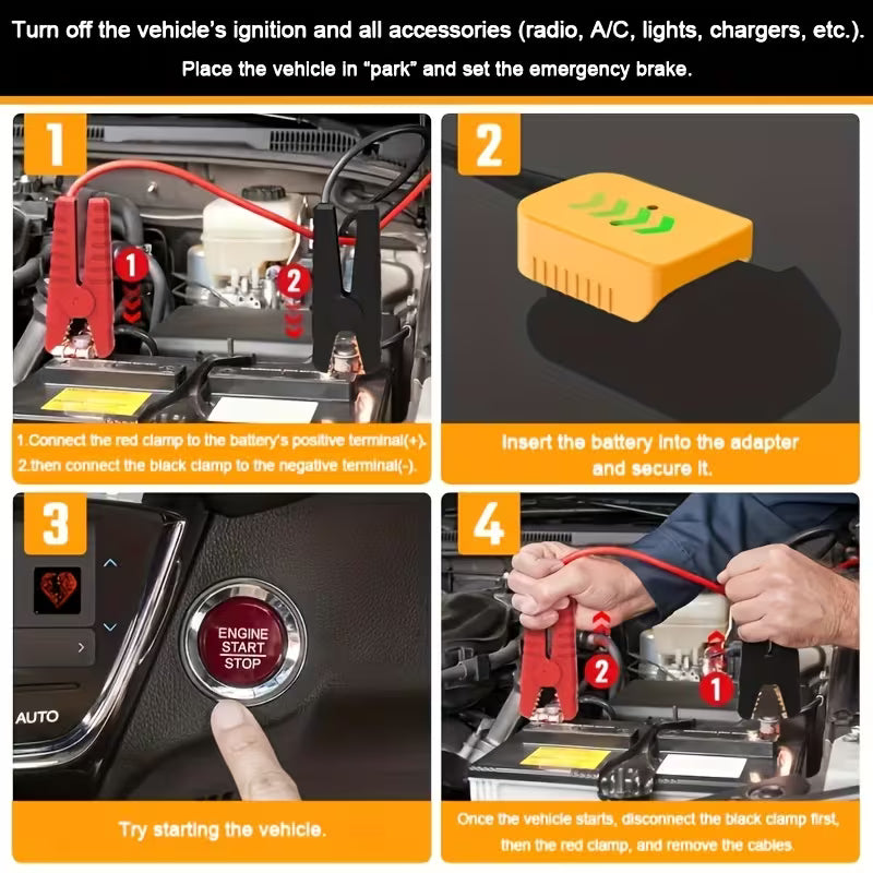 DeWalt Battery Jump Starter Cable with Adapter (18V/20V) Peaceful Pleasures