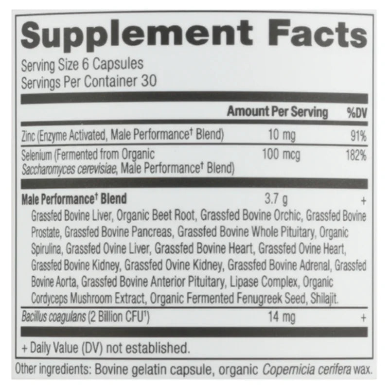 Ancient Nutrition Male Performance 180 Capsules 2-Pack! 360 Total Capsules Grass-Fed Liver, Prostate & Pancreas Peaceful Pleasures Health and Wellness