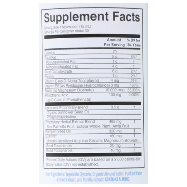 Supplement facts label on a white background