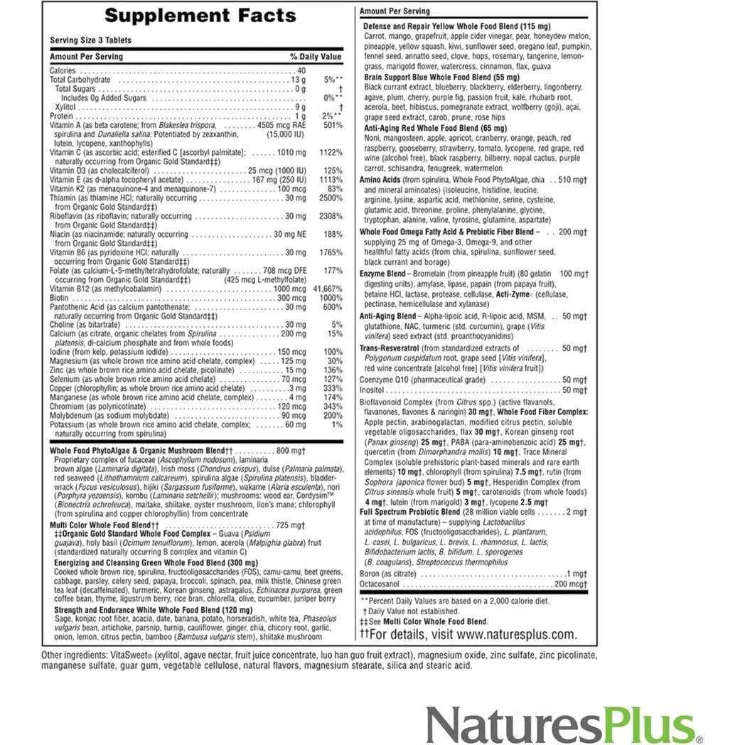 Supplement facts label from NaturesPlus on a white background