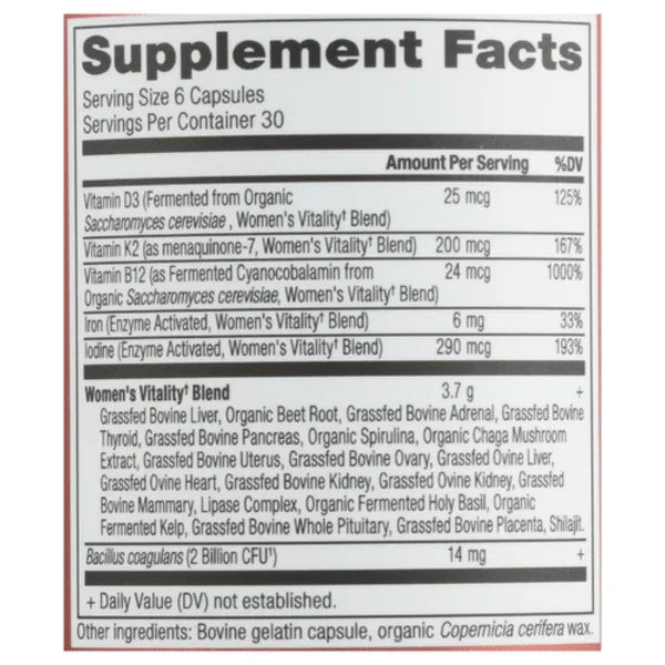 Ancient Nutrition Women's Vitality (2-Pack) | Grass-Fed Liver, Adrenal & Thyroid Support | 360 Total Capsules | Value Bundle Peaceful Pleasures Health and Wellness