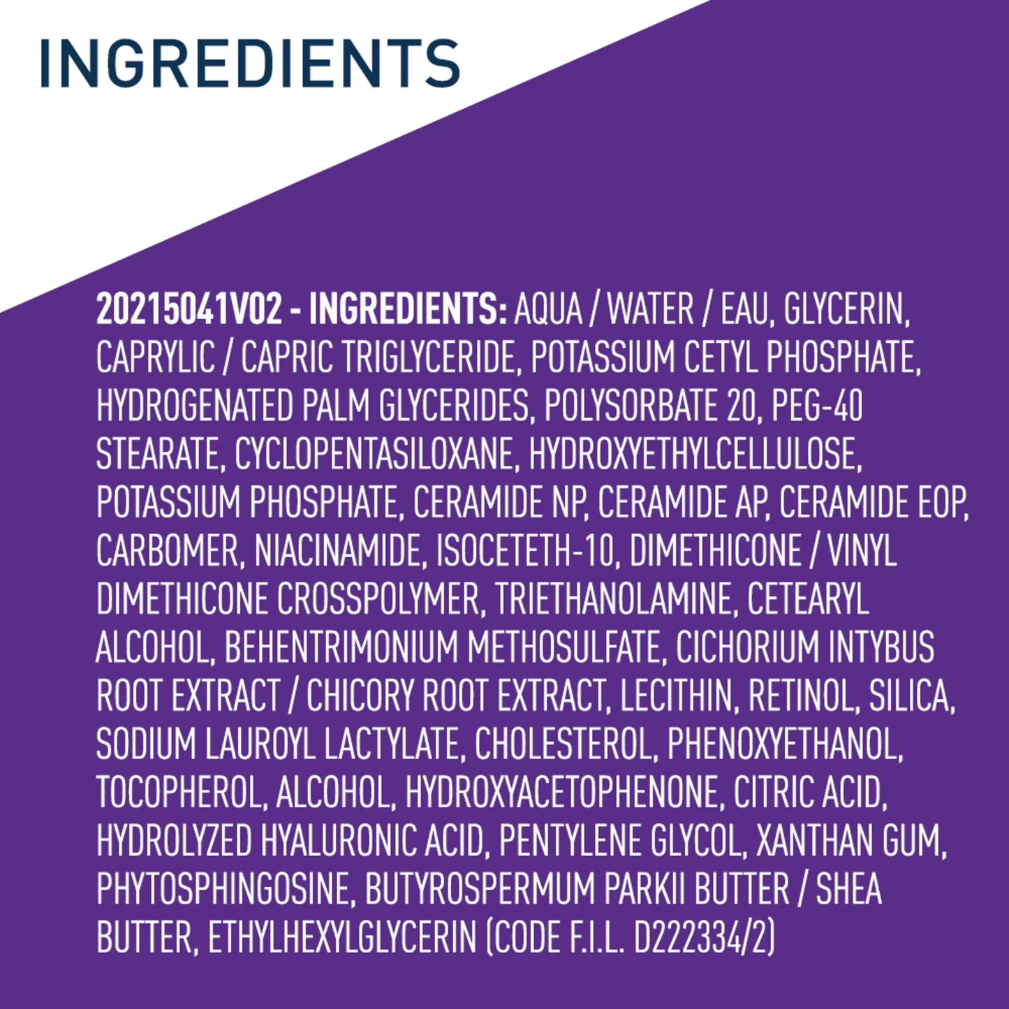List of ingredients on a purple background