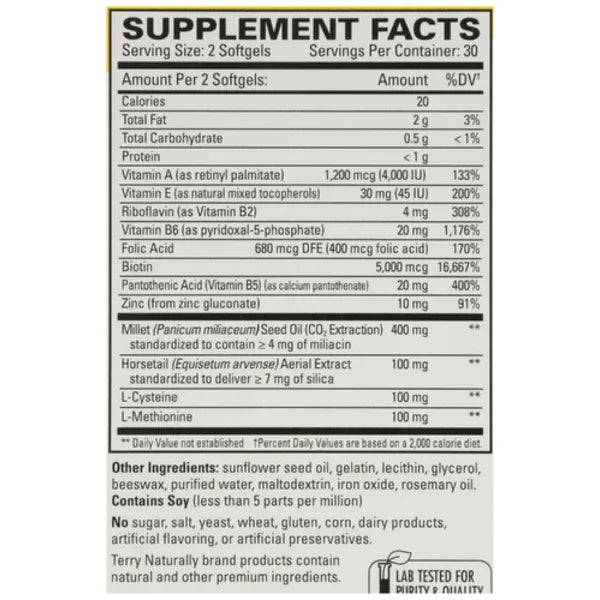 Terry Naturally Hair Renew Formula | Growth, Strength & Luster Support | 2-Pack (120 Softgels) | Peaceful Pleasures Peaceful Pleasures Health and Wellness