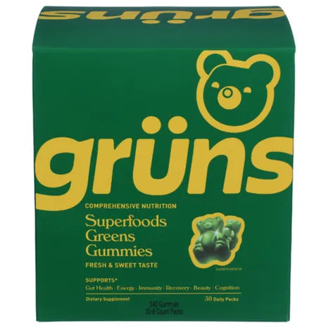 Gruns Nutrition Superfoods Greens Gummies 30 Pack Sugar-Free