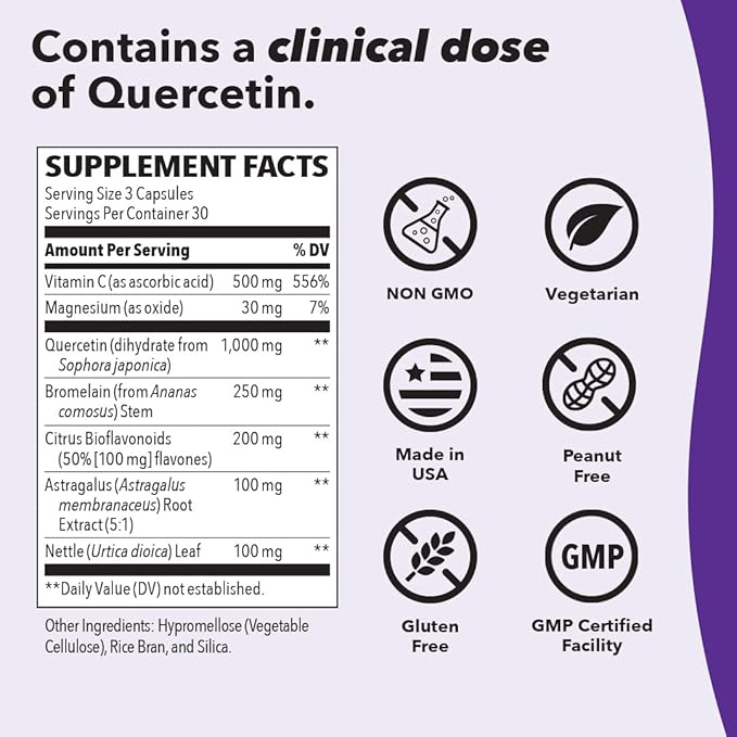 Breathe-X - Allergy & Sinus Relief Supplement - Supports Sinuses & Nasal Discomfort - Non-Drowsy & Fast-Acting - Quercetin, Bromelain, Citrus Bioflavonoids, Nettle Leaf & Vitamin C - 90 Capsules