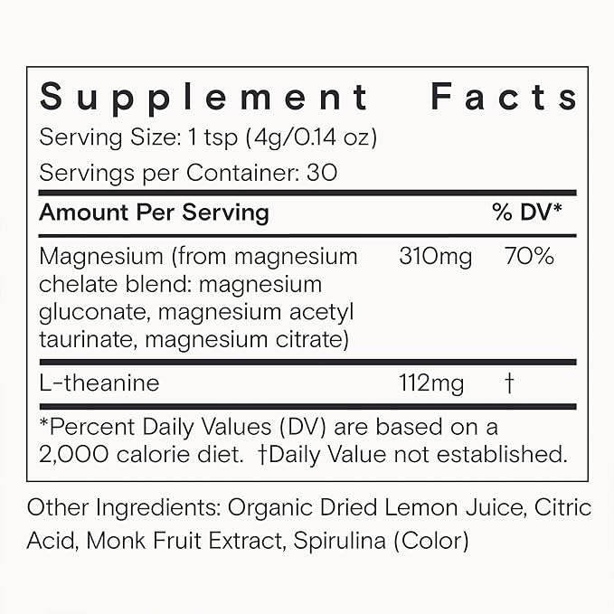 Moon Juice - Magnesi-Om, Blue Lemon - Jar (30 Servings) - Support Brain Health & Rest - Magnesium Powder - L-Theanine - Regularity - Glass Bottle - 100% Traceable - Vegan & Non GMO - 4.2oz
