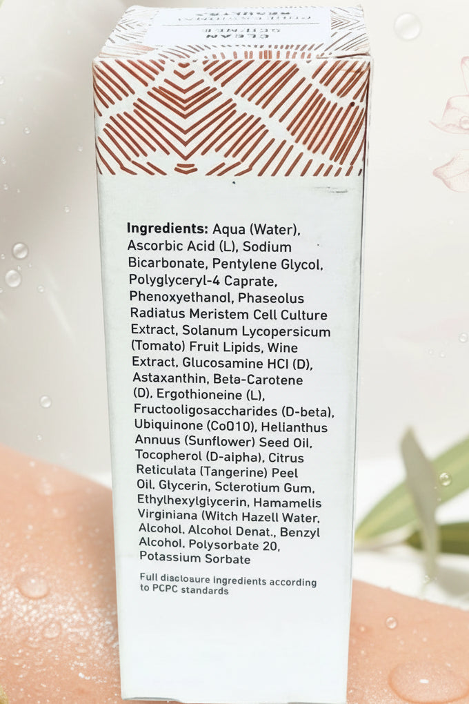 Product packaging with a list of ingredients on a white background