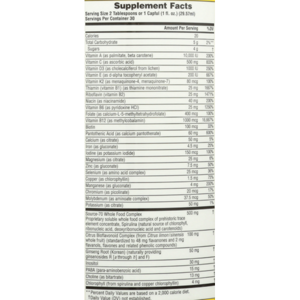 Supplement facts label on a white background