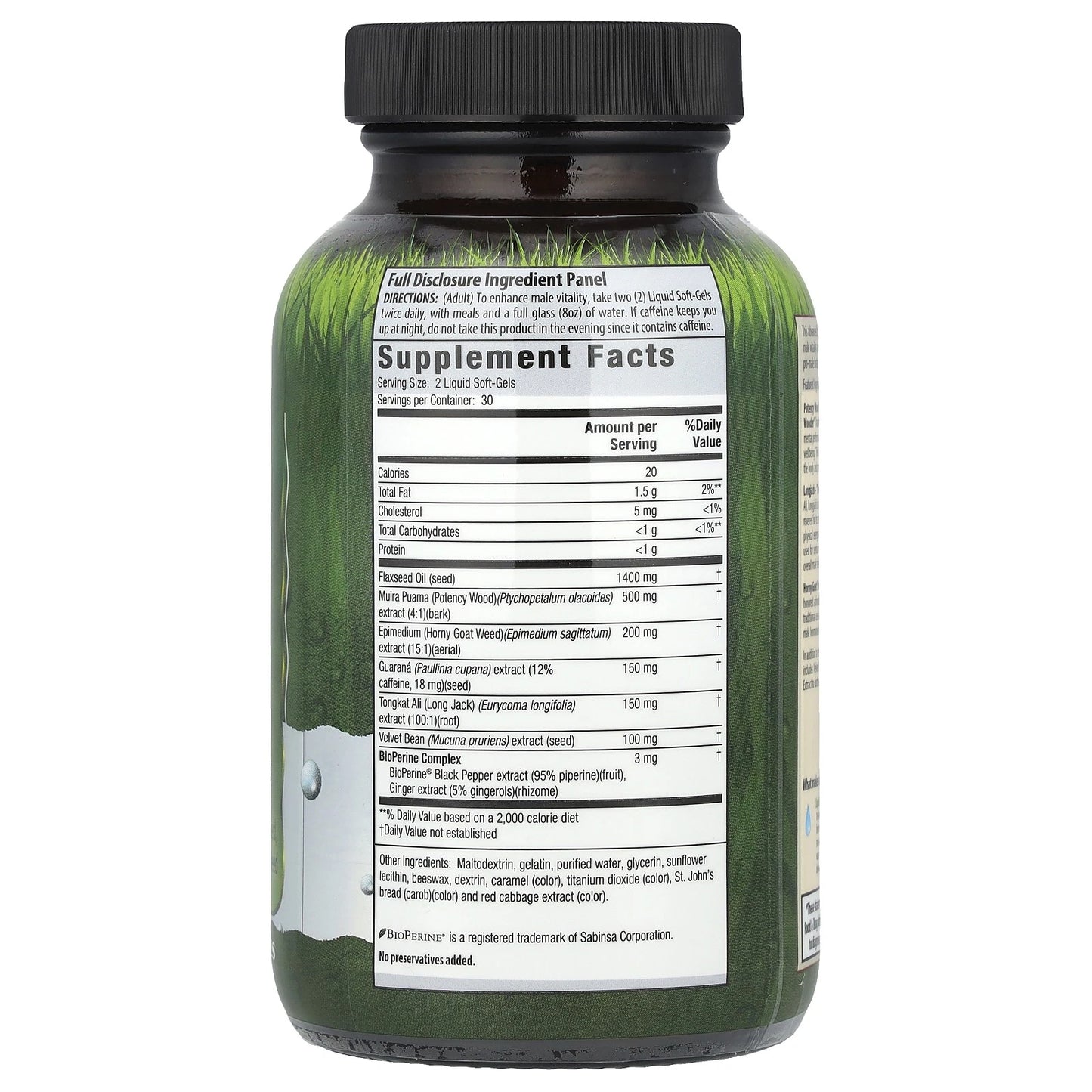 Supplement bottle with label showing 'Supplement Facts' on a white background