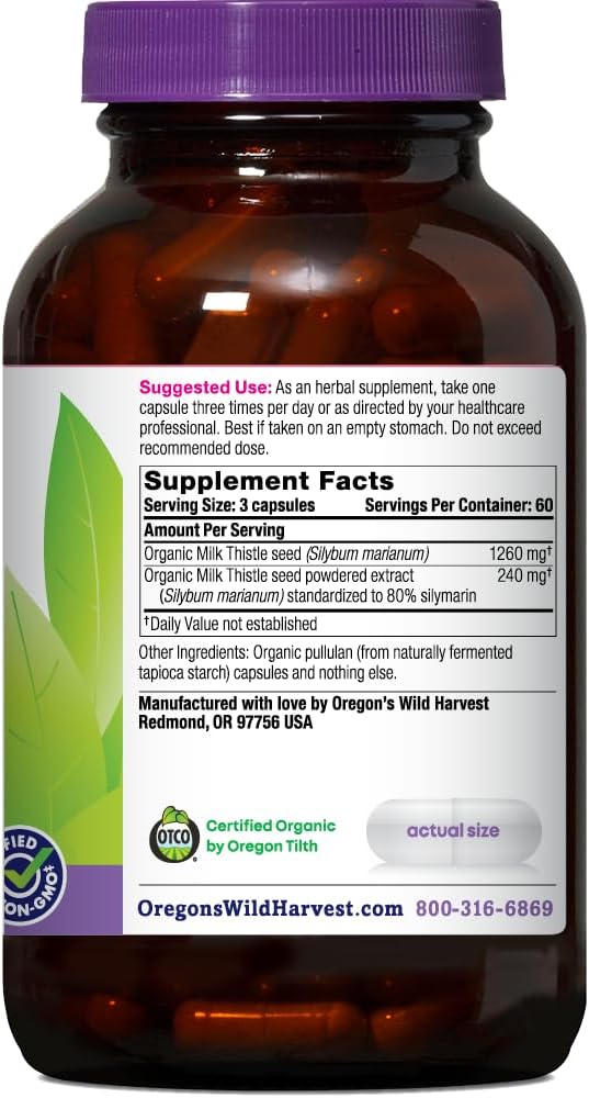 Supplement bottle with label showing 'Oregon's Wild Harvest' branding