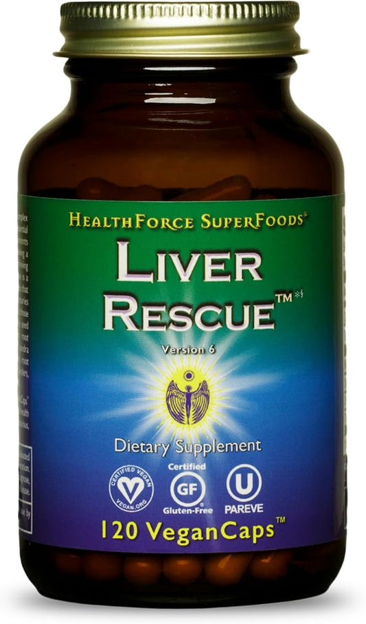 HealthForce SuperFoods Liver Rescue - Natural Liver Cleanse - with Milk Thistle & Dandelion Root - Gluten-Free & Vegan - 120 Capsules