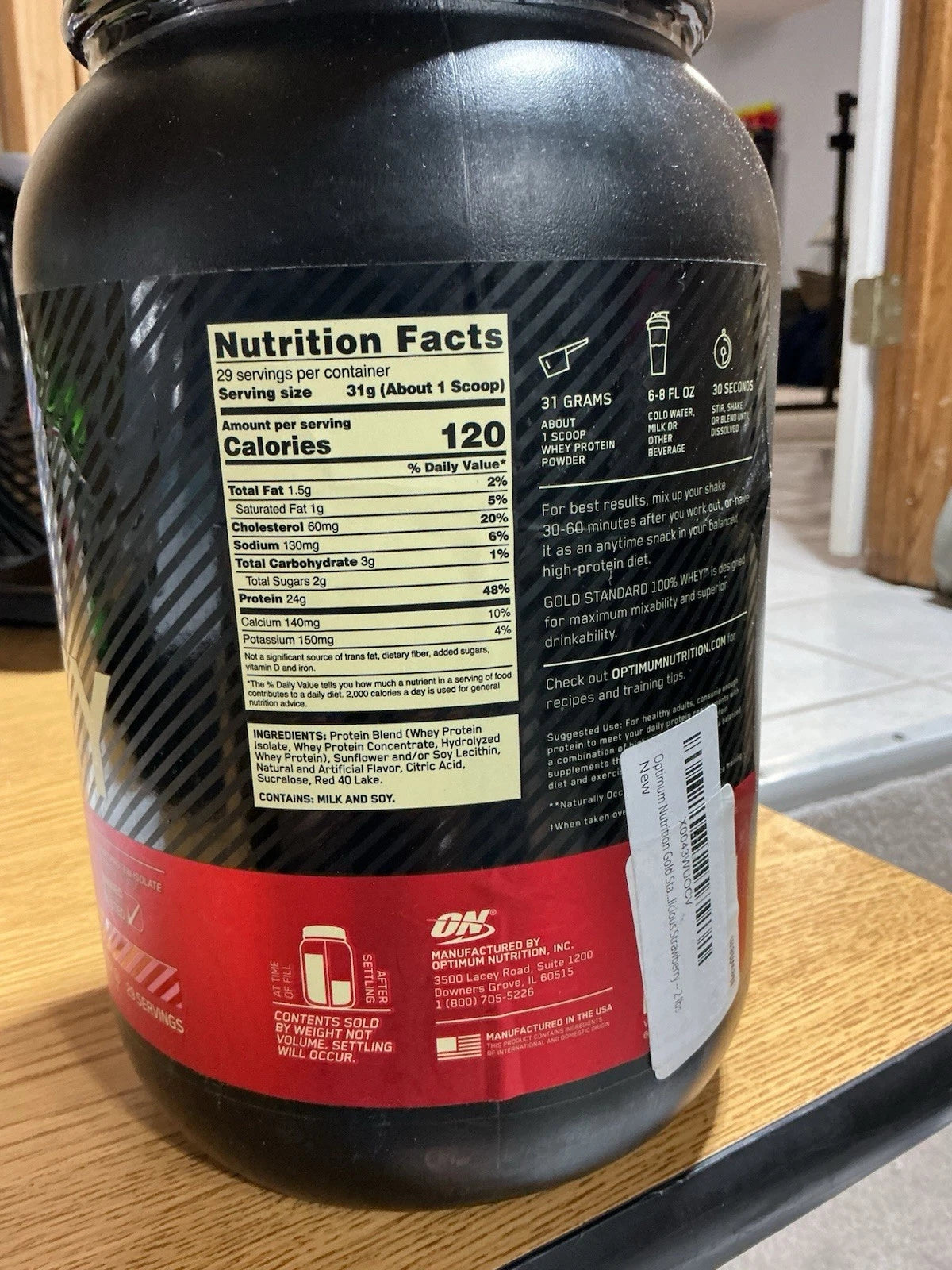 2 Pack! 1.5lbs X2 Optimum Nutrition Gold Standard 100% Whey Protein Powder, Strawberries Cream Flavor