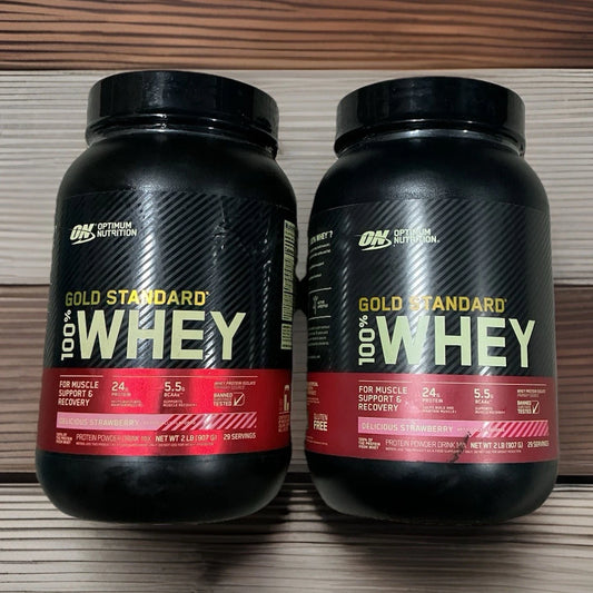 2 Pack! 1.5lbs X2 Optimum Nutrition Gold Standard 100% Whey Protein Powder, Strawberries Cream Flavor