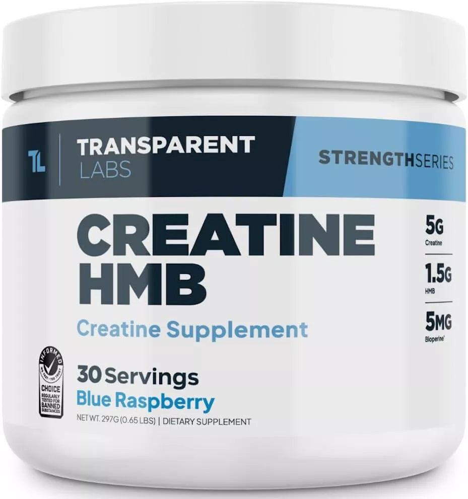 Transparent Labs Creatine Monohydrate HMB Powder Blue Raspberry 30 Servings 297g .65Lbs