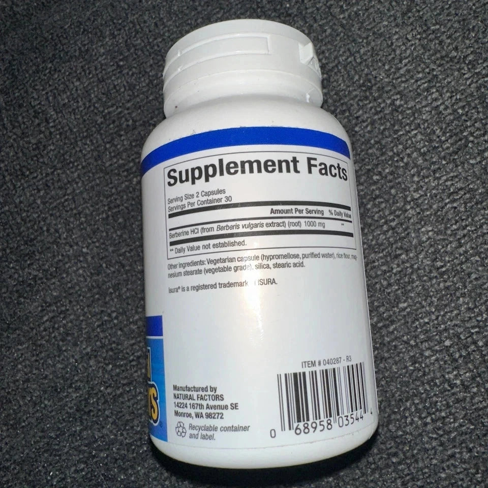 2 Bottles Natural Factors WellBetX Berberine 500 mg 60 Veg Caps Ex 7/28
