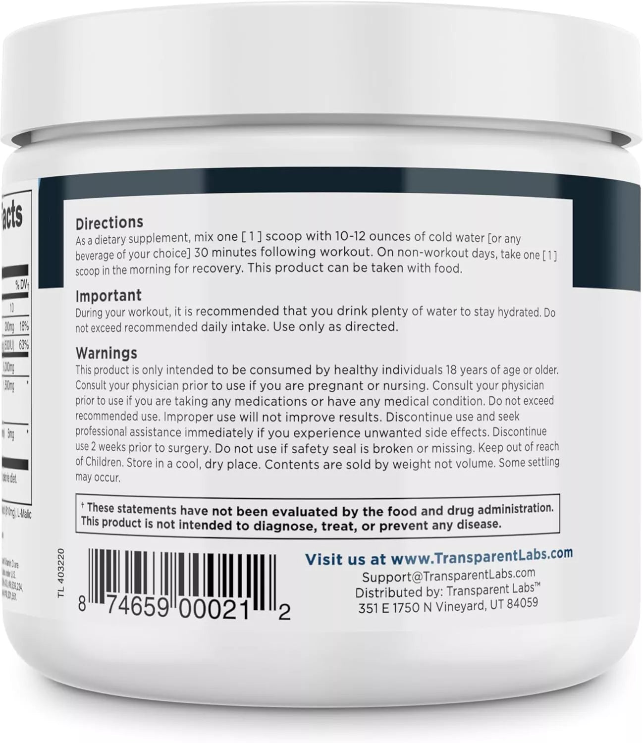 Transparent Labs Creatine Monohydrate HMB Powder Blue Raspberry 30 Servings 297g .65Lbs
