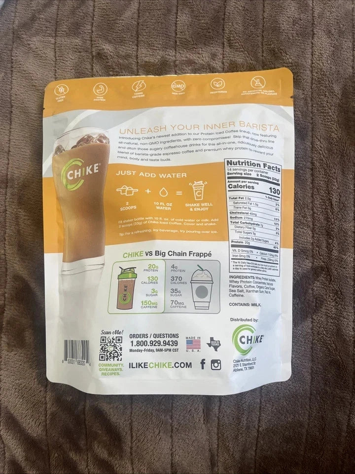 2 Pack! Lot of TWO Chike Protein Iced Coffee Vanilla Latte 16.3oz 462g Exp. 10/26