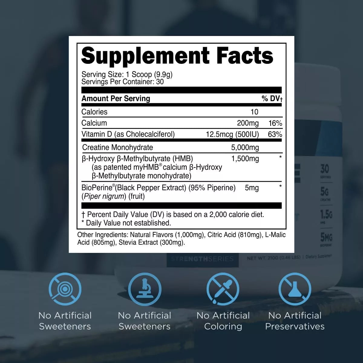 Transparent Labs Creatine Monohydrate HMB Powder Blue Raspberry 30 Servings 297g .65Lbs