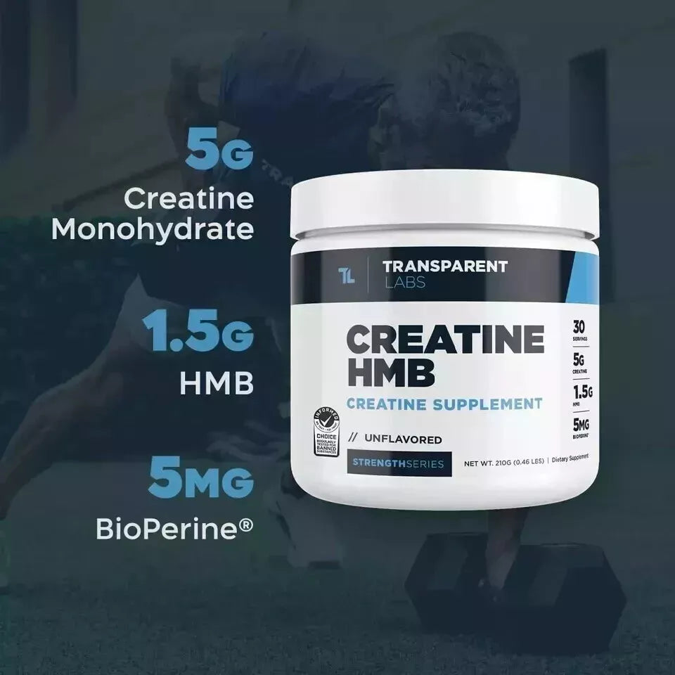 Transparent Labs Creatine Monohydrate HMB Powder Blue Raspberry 30 Servings 297g .65Lbs