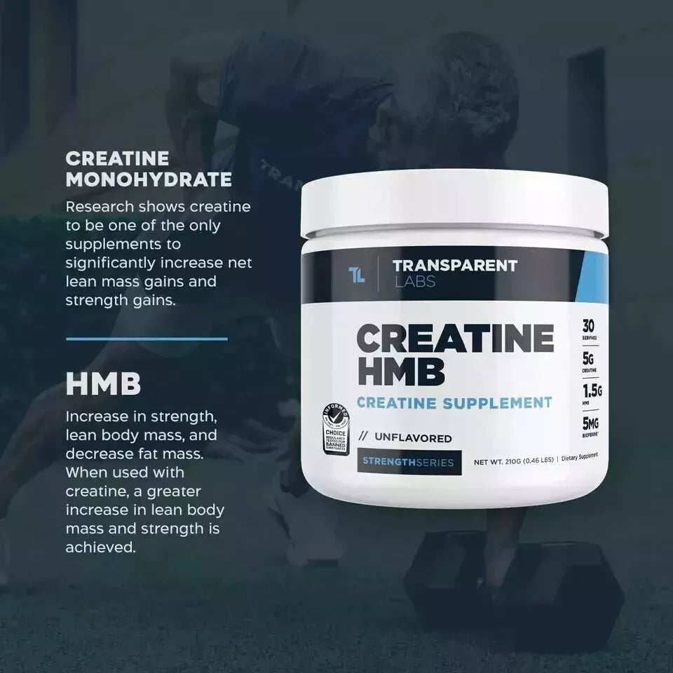 Transparent Labs Creatine Monohydrate HMB Powder Blue Raspberry 30 Servings 297g .65Lbs