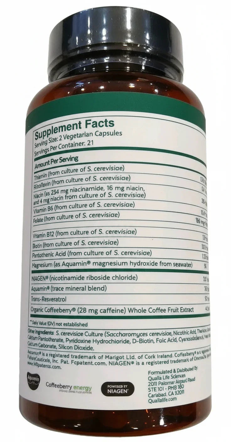 Qualia NAD+ Optimized Aging & Cellular Energy Supplement | Clinically Proven to Boost NAD+ Levels | 42 Capsules (21 Servings) Peaceful Pleasures Health and Wellness